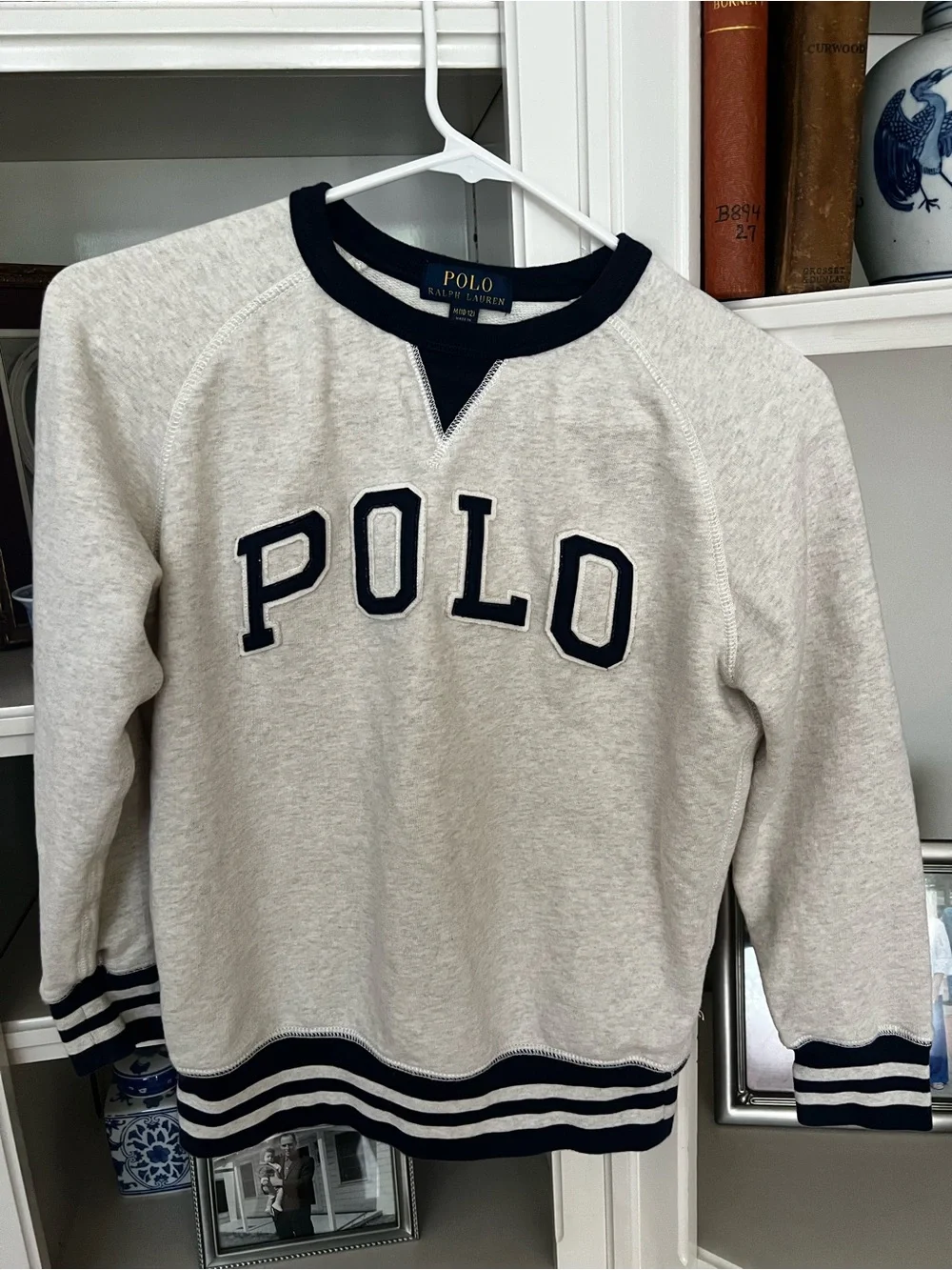 Polo by Ralph Lauren Boys Cream & Navy Logo Crewneck Sweatshirt
